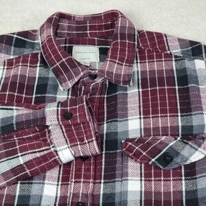 American Eagle Flannel Shirt Mens XLT Burgundy Plaid Classic Fit Gorpcore Grunge